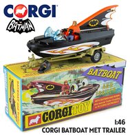CORGI | BATBOAT MET TRAILER EN BATMAN EN ROBIN  ( CLASSIC ) | 1:46