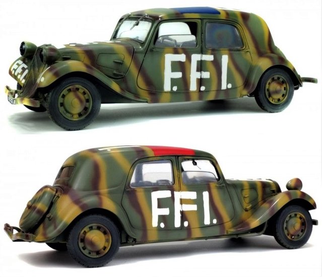 Citroen 15Cv Military Ffi 1944 Camouflage SOLIDO 1:18 SL1800902