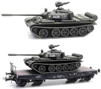 ARTITEC | T-55A NVA EISENBAHNTRANSPORT DDR (READY MADE) | 1:87