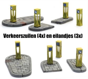 ARTITEC | VERKEERSZUILEN 4X EN EILANDJES 3x (READY-MADE) | 1:87