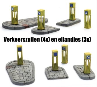 ARTITEC | VERKEERSZUILEN 4X EN EILANDJES 3x (BOUWKIT) | 1:87