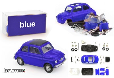 BRUMM | FIAT 500F PREPAINT BLAUW ZELFBOUWKIT (40 ONDERDELEN) LIM.ED. | 1:43