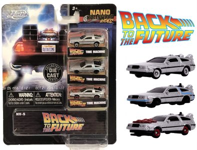 JADA | NANO HOLLYWOOD RIDES 'BACK TO THE FUTURE' TIME MACHINE 3 CAR SET DELOREAN DMC | 1:65 INCH