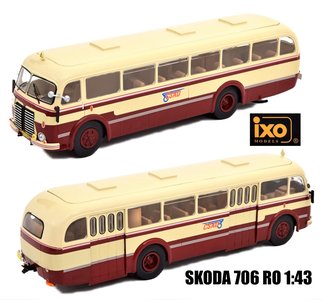 IXO | SKODA 706 RO AUTOBUS BEIGE-ROODBRUIN 1947 | 1:43