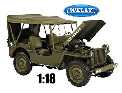 WELLY | WILLYS JEEP 1/4 TON US ARMY (SOFT-TOP CLOSED) 1944 | 1:18