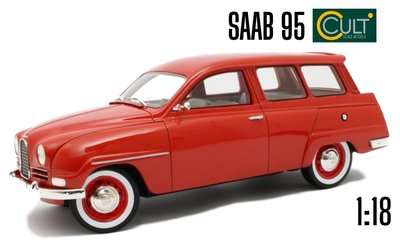 CULT MODELS | SAAB 95 STATION WAGEN ROOD 1963 LIM.ED. | 1:18