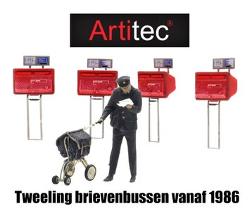 ARTITEC | TWEELINGBRIEVENBUSSEN ROOD  VANAF 1986 4 STUKS (READY-MADE) | 1:87