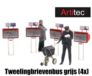 ARTITEC | TWEELING BRIEVENBUS GRIJS 4 STUKS  (READY-MADE) | 1:87