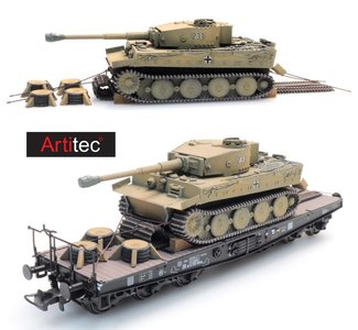 ARTITEC | TIGER I GELB EISENBAHNTRANSPORT (READY-MADE) | 1:87