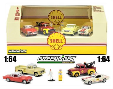 GREENLIGHT | SHELL OIL SERVICE CENTER  6 PIECE DIORAMA SET LIM. ED. | 1:64