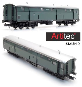 ARTITEC | NS D 6069 OLIJFGROEN ALUMINIUM DAK GESLOTEN KOPWAND STALEN D II | 1:87