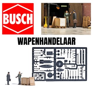 BUSCH | WAPENHANDELAARS (MET HOUTEN KIST EN FIGUREN) ACTION SET | 1:87