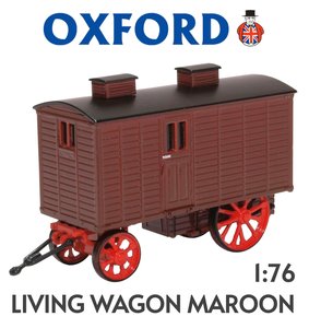 OXFORD DIECAST | LIVING WAGON (KERMIS/CIRCUS WOONWAGEN) MAROON/RED | 1:76