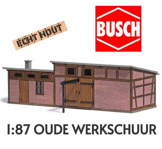 BUSCH | OLD WORK SHED  'ALTER SCHUPPEN' WITH REAL WOOD | 1:87