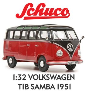 SCHUCO |  VW T1B VOLKSWAGEN SAMBA ZWART/ROOD 1951 | 1:32