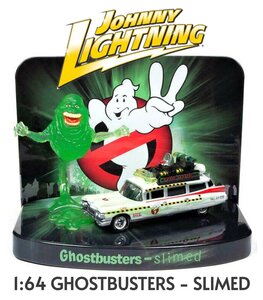 JOHNNY LIGHTNING | GHOSTBUSTERS II CADILLAC ECTO-1A SLIMER FIGURE | 1:64