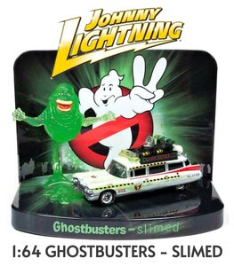 JOHNNY LIGHTNING | GHOSTBUSTERS II CADILLAC ECTO-1A SLIMED FIGURE | 1:64