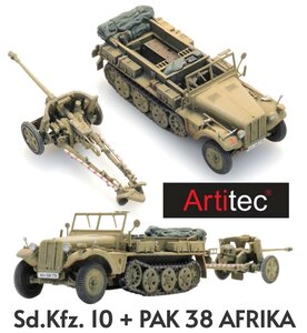 ARTITEC | SD.KFZ. 10 + PAK 38 AFRIKA KORPS  (READY-MADE) | 1:87