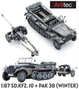 ARTITEC | SD.KFZ. 10 + PAK 38 WINTER UITVOERING  (READY-MADE) | 1:87