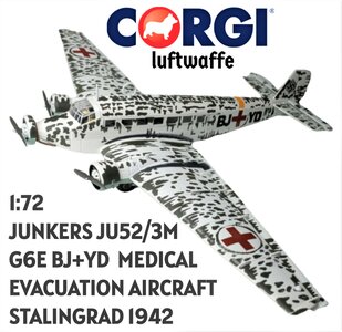 CORGI | JUNKERS JU 52/3M G6E BJ+YD MEDICAL EVACUATION AIRCRAFT STALINGRAD 1942 LIM. ED. | 1:72