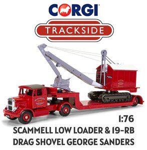 CORGI TRACKSITE | SCAMMELL LOW LOADER & RB19 DRAG SHOVEL 'GEORGE SANDERS' | 1:76