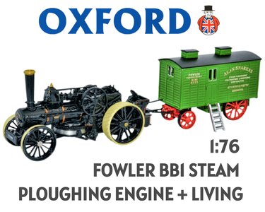 OXFORD | FOWLER PLOUGH STEAM ENGINE No15222 BRISTOL  ROVER + LIVING | 1:76