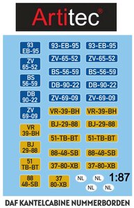 ARTITEC | DAF KANTELCABINE NUMMERBORDEN (DECALS) | 1:87