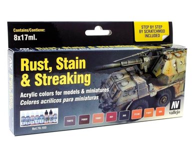 VALLEJO - ACRYLIC 8 VERF SET 'RUST, STAIN & STREAKING' - 17ML