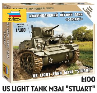 ZVEZDA | US LIGHT TANK M3A1 'STUART' 1944 (SNAP FIT) | 1:100