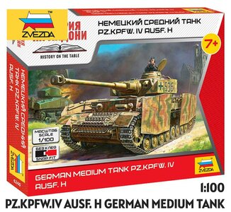 ZVEZDA | GERMAN MEDIUM TANK PZ.KPFW.IV AUSF. H (SNAP FIT) | 1:100
