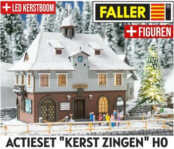 FALLER | ACTIESET "KERST ZINGEN" MET FIGUREN EN VERLICHTE KERSTBOOM | 1:87