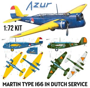 AZUR FRROM | GLENN MARTIN TYPE 166 IN DUTCH SERVICE (3 UITVOERINGEN DECALS) | 1:72