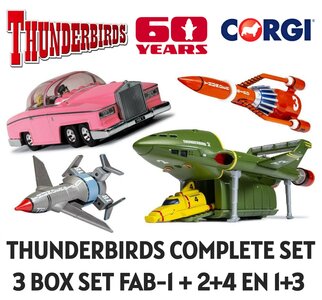 CORGI | THUNDERBIRDS COMPLETE SET 3 BOXEN FAB1 TH2+4 Th1+3 CLASSIC TV SERIES 60 YEARS | BUNDEL