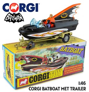 CORGI | BATBOAT MET TRAILER EN BATMAN EN ROBIN  ( CLASSIC ) | 1:46