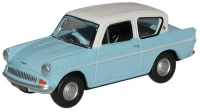 OXFORD DIECAST | FORD ANGLIA 'Lt.BLUE/ERMINE WHITE' 1960 | 1:76