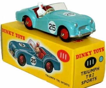 DINKY TOYS | TRIUMPH TR2 SPORTS NR.23 MET FIGUUR 1953 | 1:43