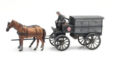 ARTITEC | WWI ZIEKENWAGEN MET PAARDEN (READY MADE) | 1:87 