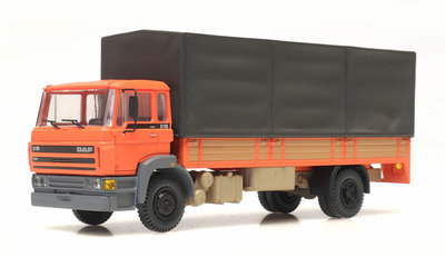 ARTITEC | DAF KANTELCABINE 1987 OPEN BAK MET HUIF 'ORANJE' (READY MADE) | 1:87