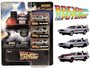 JADA | NANO HOLLYWOOD RIDES 'BACK TO THE FUTURE' TIME MACHINE 3 CAR SET DELOREAN DMC | 1:65 INCH_